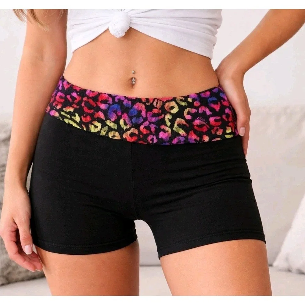 Rare Victoria Secret Y2K Rhinestone Bling Biker‎ Shorts Leopard Fold Over SZ S